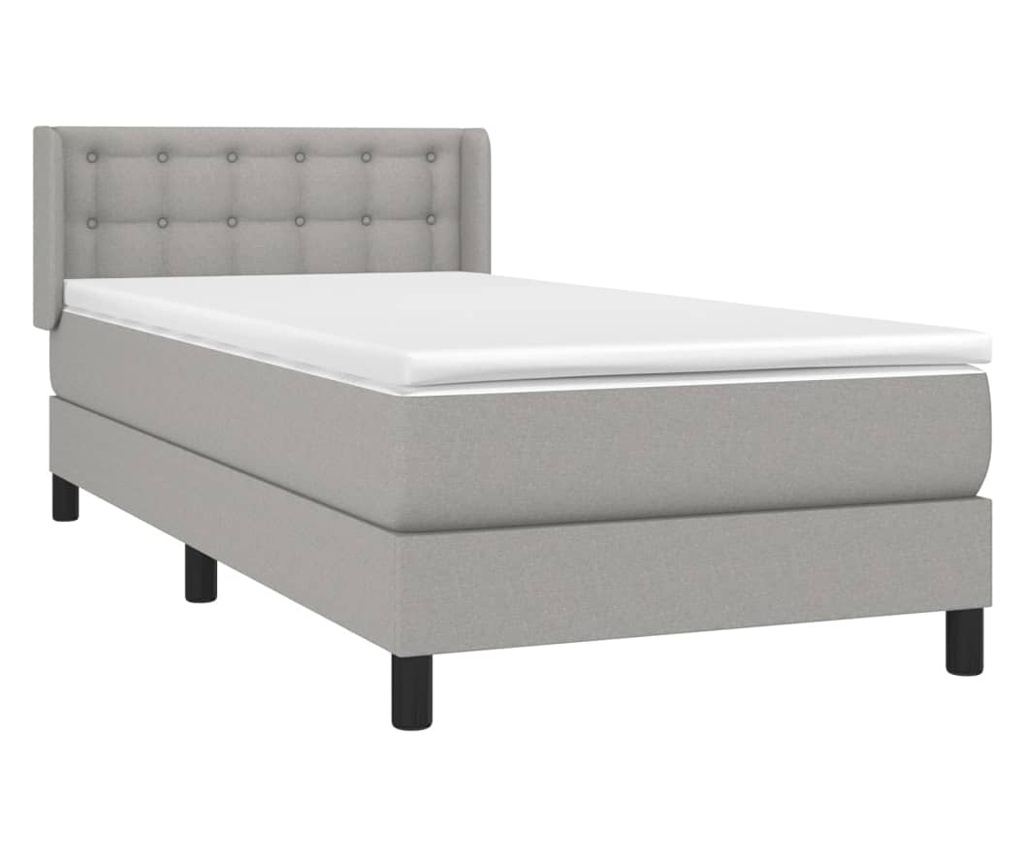 Boxspring krevet s madracem, Svijetlo siva, 90x190 cm, Tekstil - 3