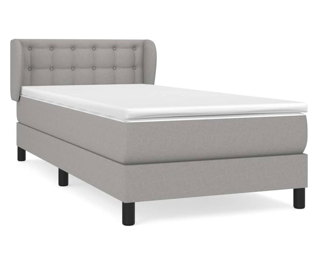 Boxspring krevet s madracem, Svijetlo siva, 90x190 cm, Tekstil - 2