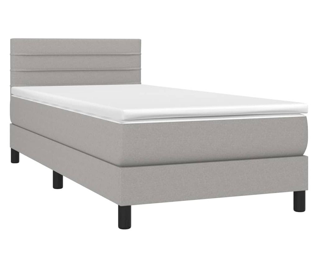 Okvir za krevet, madrac i LED rasvjeta, svijetlosiva, 90x200 cm, tekstil - 3