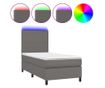 Легло с пружини, матрак и LED, сиво, 100x200 см, еко кожа thumbnail 2