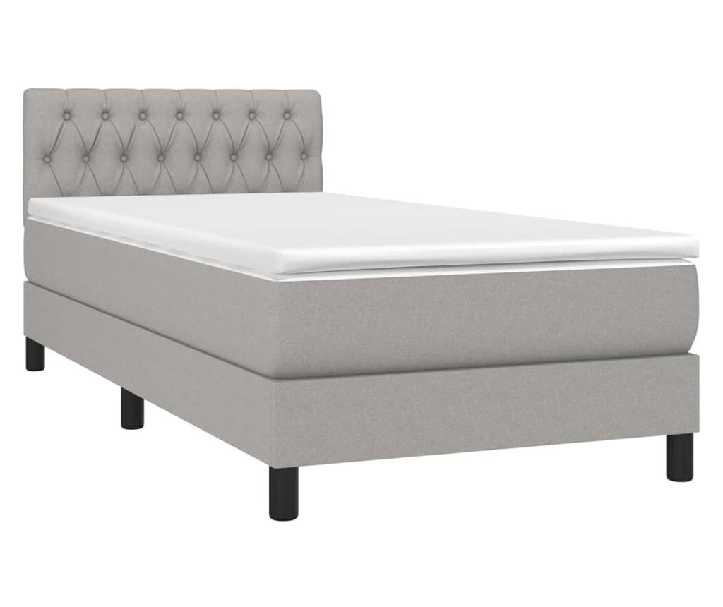 Okvir za krevet s madracem i LED rasvjetom, svijetlosiva, 90x200 cm, tekstil - 3