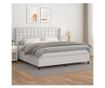 Boxspring krevet s madracem, Bijela, 200x200 cm, Umjetna koža thumbnail 1