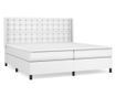 Boxspring krevet s madracem, Bijela, 200x200 cm, Umjetna koža thumbnail 2