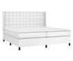 Boxspring krevet s madracem, Bijela, 200x200 cm, Umjetna koža thumbnail 3