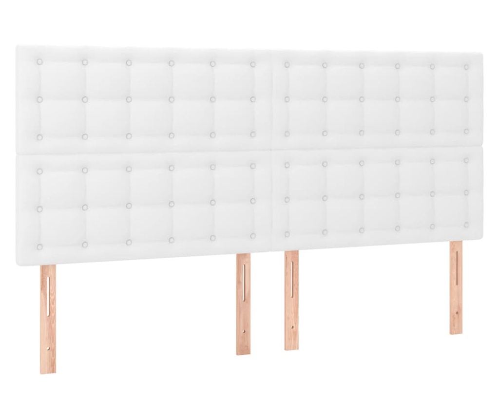 Boxspring krevet s madracem, Bijela, 200x200 cm, Umjetna koža - 6