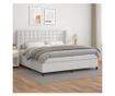 Boxspring krevet s madracem, Bijela, 200x200 cm, Umjetna koža thumbnail 1