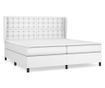Boxspring krevet s madracem, Bijela, 200x200 cm, Umjetna koža thumbnail 2