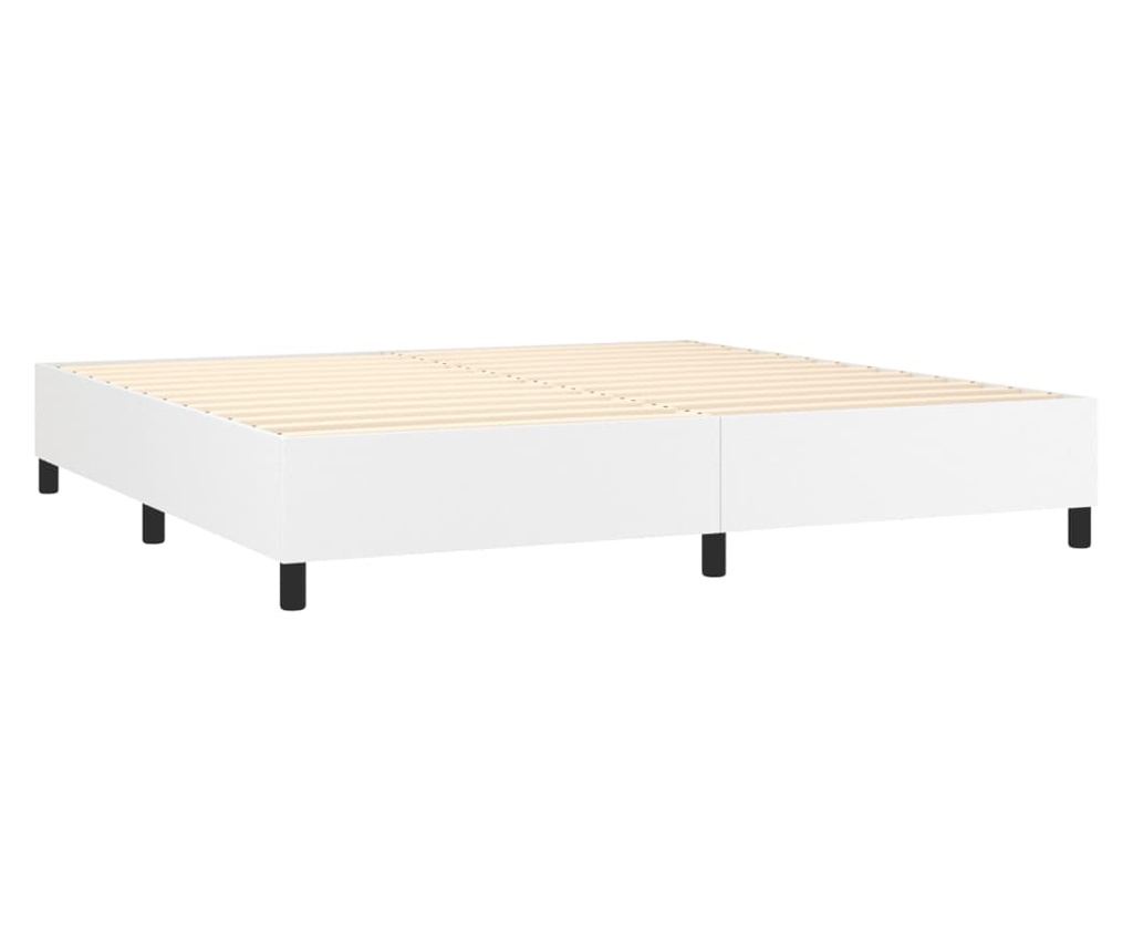 Boxspring krevet s madracem, Bijela, 200x200 cm, Umjetna koža - 4