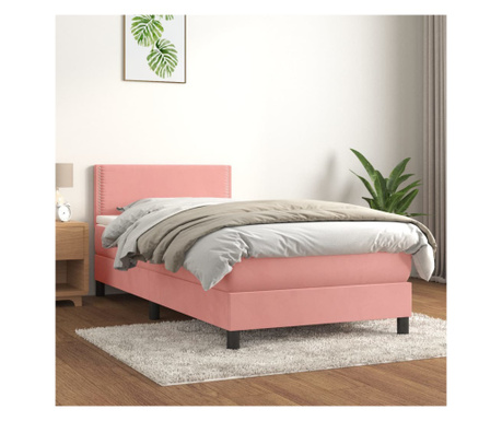 Бокс пружинно легло с матрак, розово, 80х200 см, кадифе