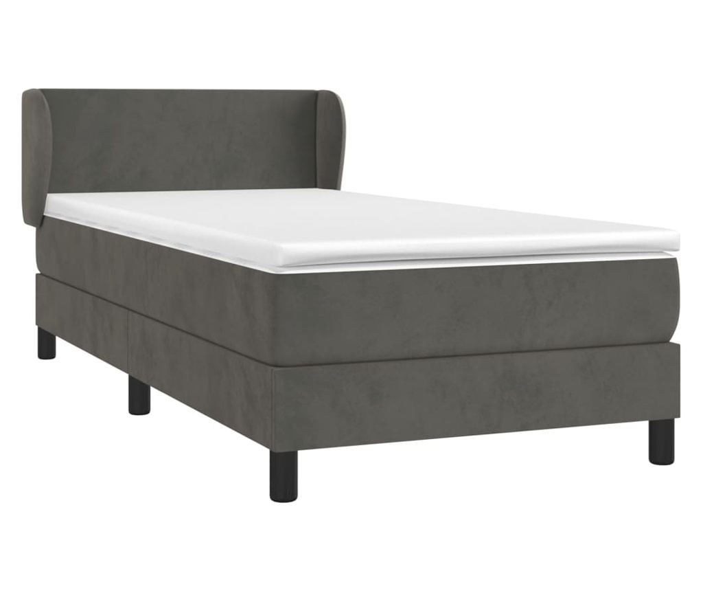 Boxspring krevet s madracem, tamnosiva, 90x190 cm, baršun - 3