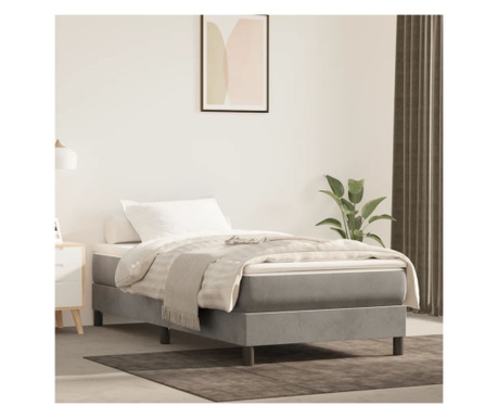 Матрак с пружинно легло, светло сив, 80х200х20 см, кадифе