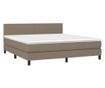 Рамка за легло с матрак и LED, сиво-бежов, 160x200 см, текстил thumbnail 3