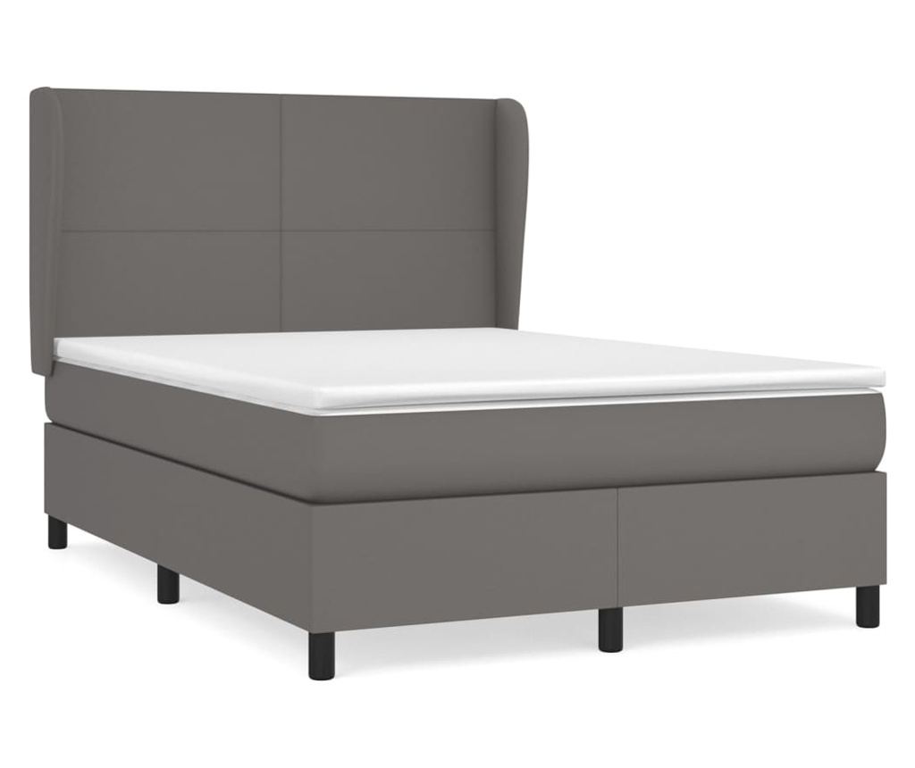 Boxspring krevet s madracem, Siva, 140x200 cm, Umjetna koža - 2