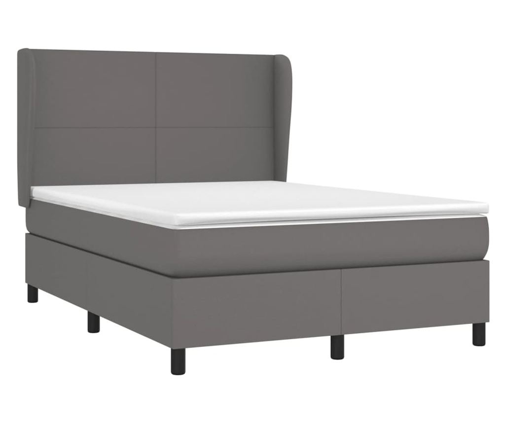 Boxspring krevet s madracem, Siva, 140x200 cm, Umjetna koža - 3