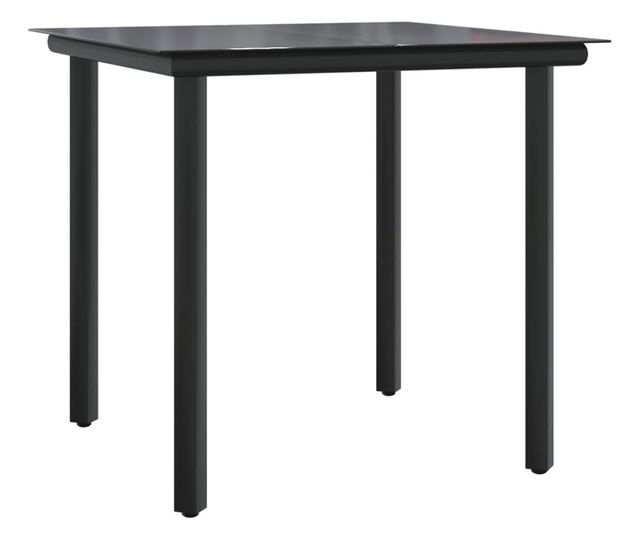 Градински комплект мебели, 3 части, Черен, Текстилен и Стомана