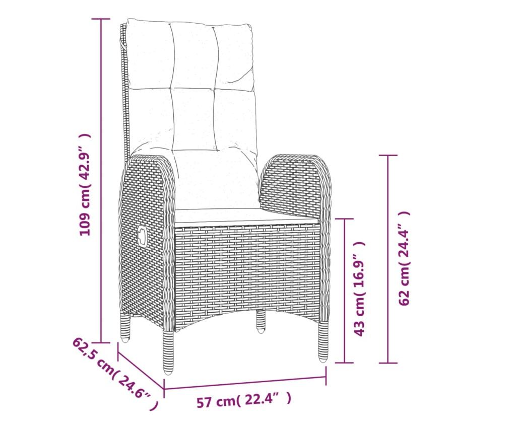 Градински комплект за сядане, 5 части, с възглавници, черен, полиратан - 9