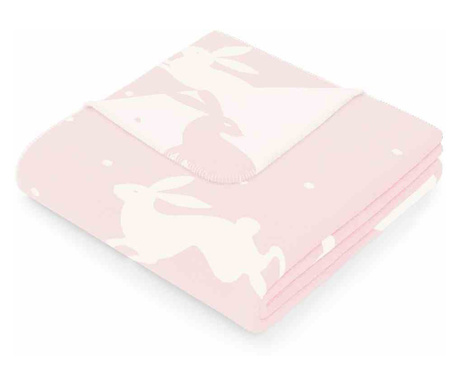 Patura din bumbac imprimat cu motiv animal print, Zaria, 430 g/m2, 150x200 cm, roz pudra