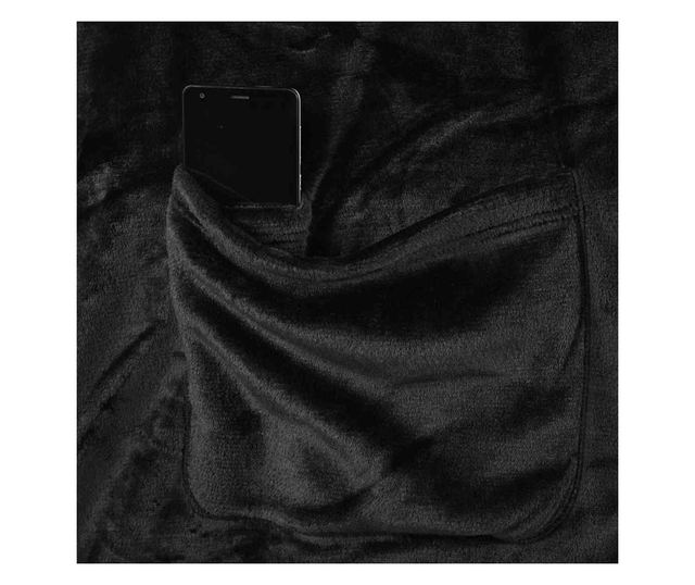 Patura cocolino cu motiv clasic, Lazy, 240 g/m2, 150x180 cm, negru