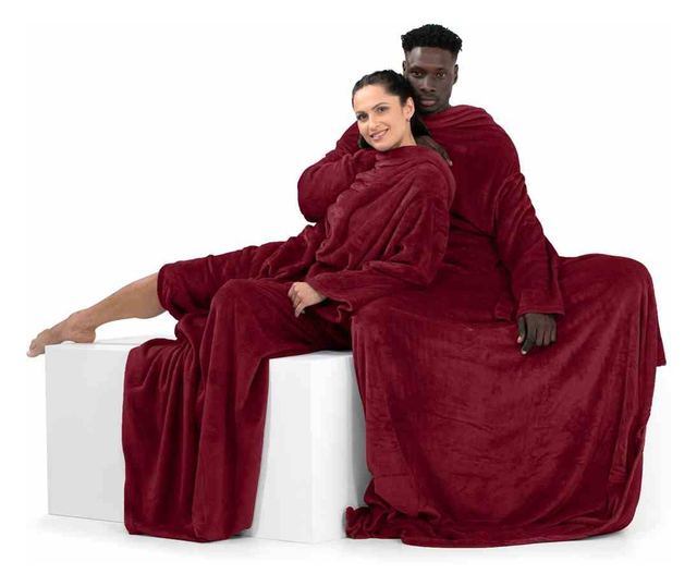 Patura cocolino cu motiv clasic, Lazy, 240 g/m2, 150x180 cm, bordo