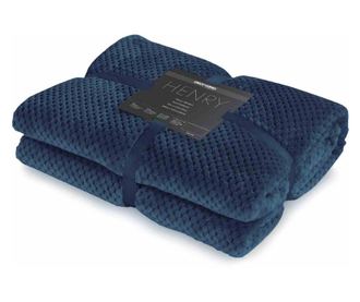 Patura in relief jacquard cu motiv modern, Henry - Decoking, 240 g/m2, 220x240 cm, bluemarin