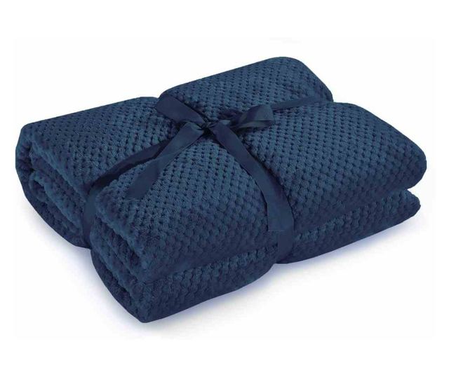 Patura in relief jacquard cu motiv modern, Henry - Decoking, 240 g/m2, 220x240 cm, bluemarin