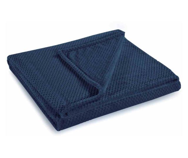 Patura in relief jacquard cu motiv modern, Henry - Decoking, 240 g/m2, 220x240 cm, bluemarin