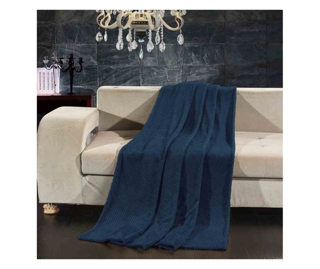 Patura in relief jacquard cu motiv modern, Henry - Decoking, 240 g/m2, 220x240 cm, bluemarin