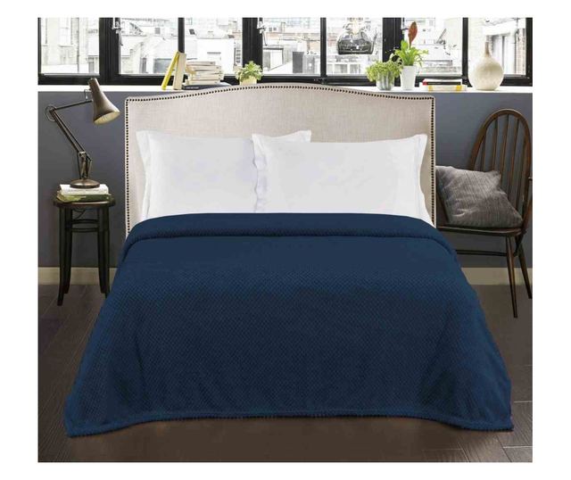 Patura in relief jacquard cu motiv modern, Henry - Decoking, 240 g/m2, 220x240 cm, bluemarin