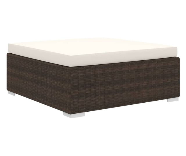 Градински комплект с възглавници, 10 части, кафяв, полиратан