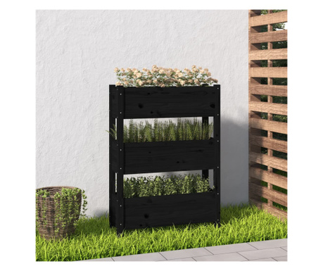 Jardinieră, negru, 77 x 25 x 104,5 cm, lemn masiv de pin
