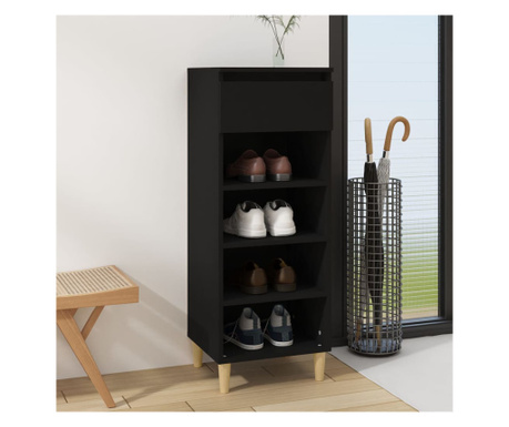 Pantofar, negru, 40x36x105 cm, lemn compozit