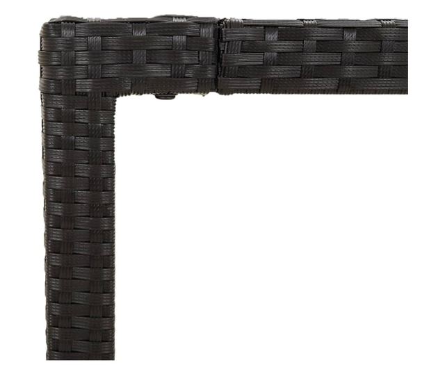Masă grădină cu blat din sticlă, negru, 150x90x75 cm, poliratan