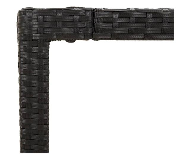 Masă grădină cu blat din sticlă, negru, 190x90x75 cm, poliratan