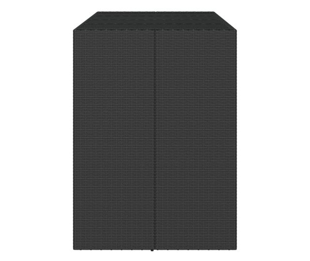 Masă de bar cu blat din sticlă, negru, 145x80x110 cm, poliratan