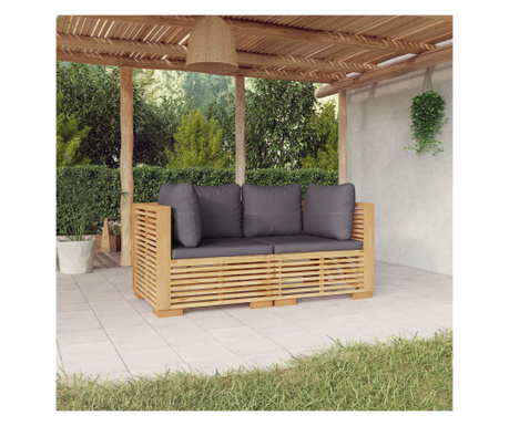 Canapele de colț de grădină cu perne 2 buc. lemn masiv de tec