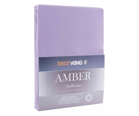 Cearsaf de pat cu elastic din bumbac 100%, Amber, 135 g/m2, 140x200 cm, lila