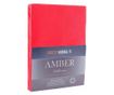 Cearsaf de pat cu elastic din bumbac 100%, Amber, 135 g/m2, 160x200 cm, rosu