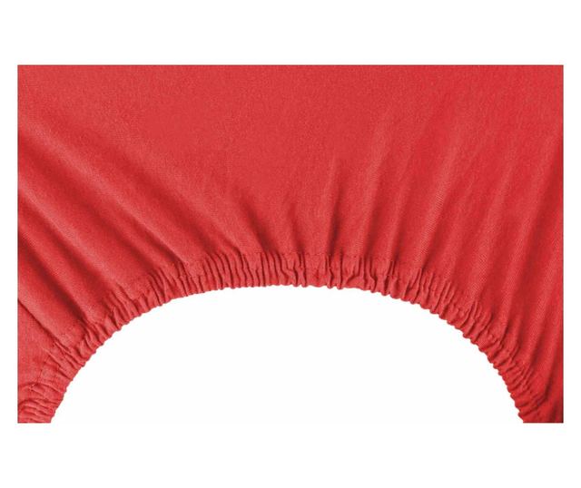 Cearsaf de pat cu elastic din bumbac 100%, Amber, 135 g/m2, 160x200 cm, rosu