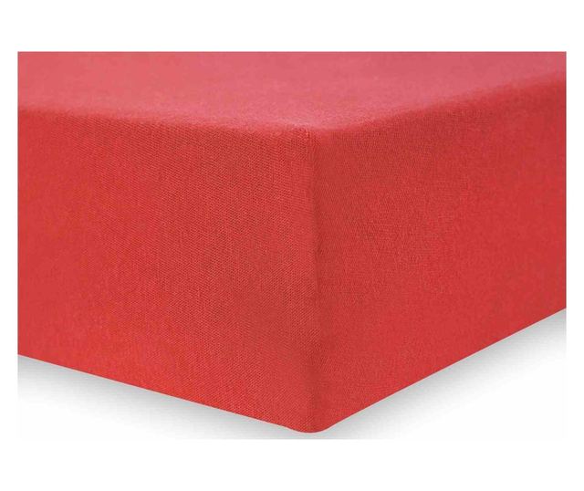 Cearsaf de pat cu elastic din bumbac 100%, Amber, 135 g/m2, 160x200 cm, rosu