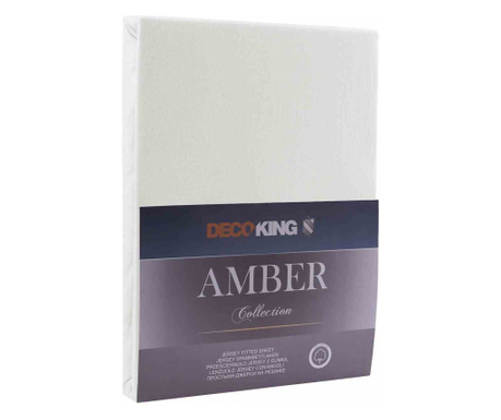Cearsaf de pat cu elastic din bumbac 100%, Amber, 135 g/m2, 120x200 cm, alb