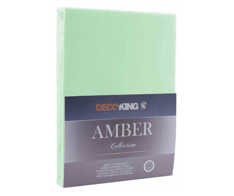 Cearsaf de pat cu elastic din bumbac 100%, Amber, 135 g/m2, 120x200 cm, verde