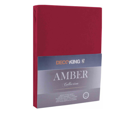 Cearsaf de pat cu elastic din bumbac 100%, Amber, 135 g/m2, 120x200 cm, bordo