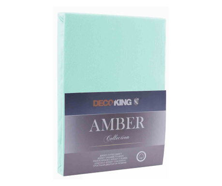 Cearsaf de pat cu elastic din bumbac 100%, Amber, 135 g/m2, 160x200 cm, blue