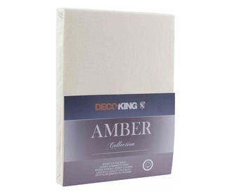 Cearsaf de pat cu elastic din bumbac 100%, Amber, 135 g/m2, 220x220 cm, crem