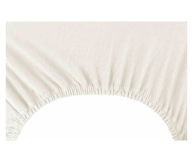 Cearsaf de pat cu elastic din bumbac 100%, Amber, 135 g/m2, 220x220 cm, crem