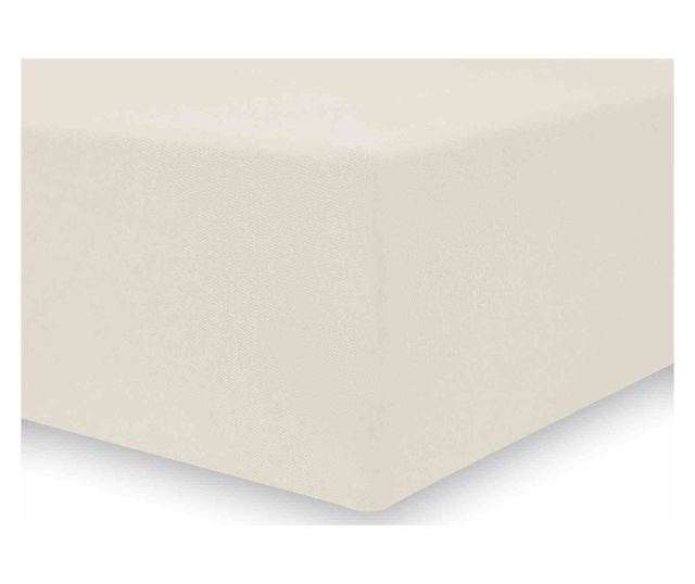 Cearsaf de pat cu elastic din bumbac 100%, Amber, 135 g/m2, 220x220 cm, crem