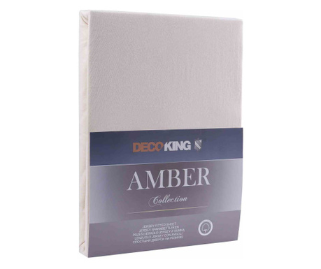 Cearsaf de pat cu elastic din bumbac 100%, Amber, 135 g/m2, 200x200 cm, crem