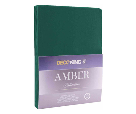 Cearsaf de pat cu elastic din bumbac 100%, Amber, 135 g/m2, 120x200 cm, verde