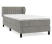 Континентално легло с матрак, светло сиво, 80x200 см, кадифе thumbnail 2