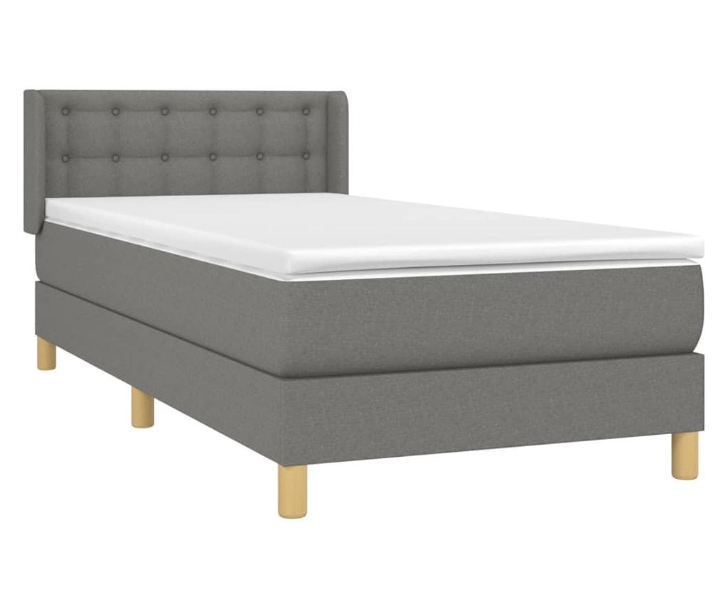 Box krevet s madracem, tamnosiva, 80x200 cm, tekstil - 3